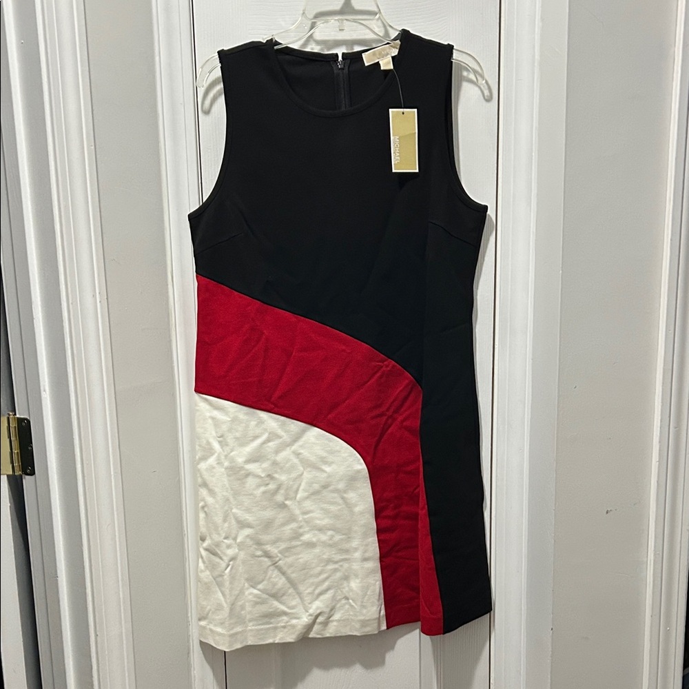 Michael Kors Black, Red & White Colorblock Dress
